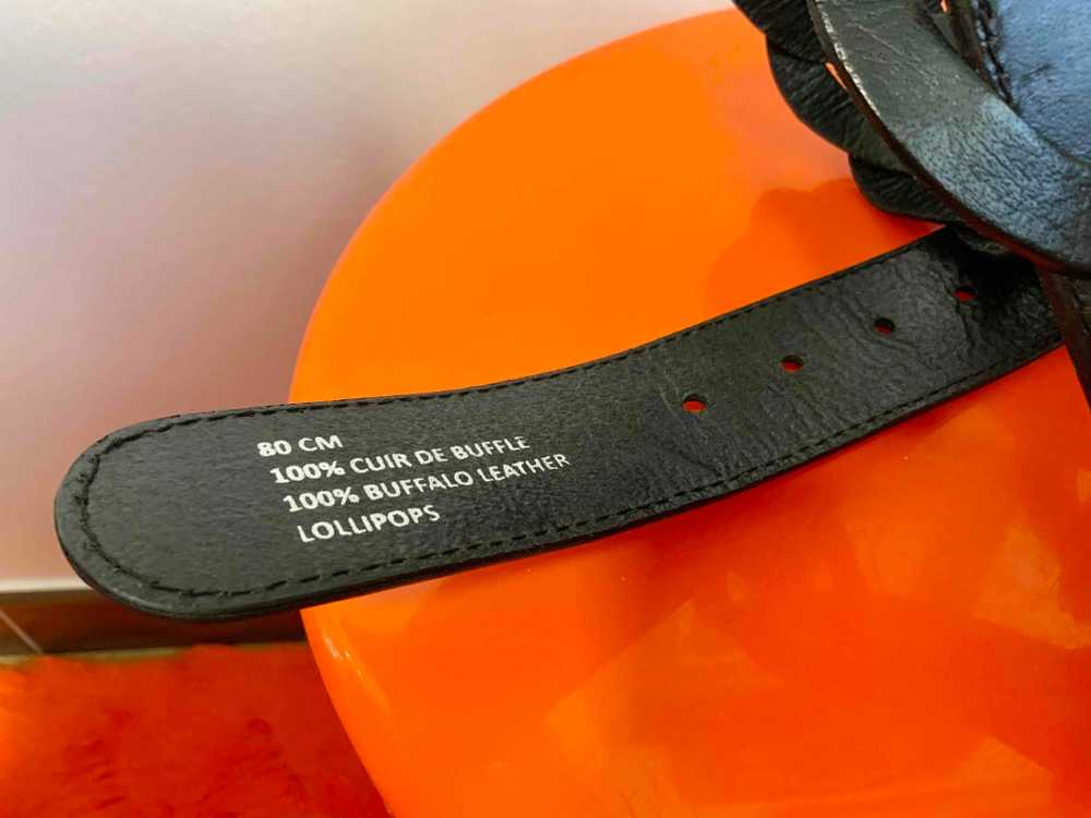 Leather belt - Black buffalo leather belt, brand … - image 5