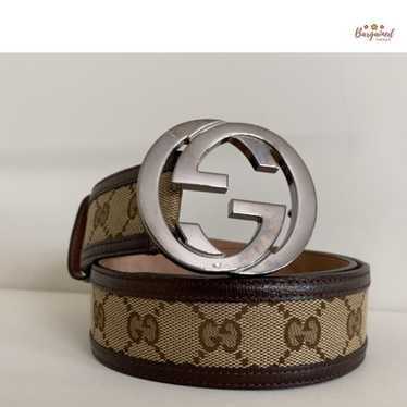 Gucci Brown Leather Silver Toned Hardware Interlocking G Buckle Belt 5 –  Queen Bee of Beverly Hills