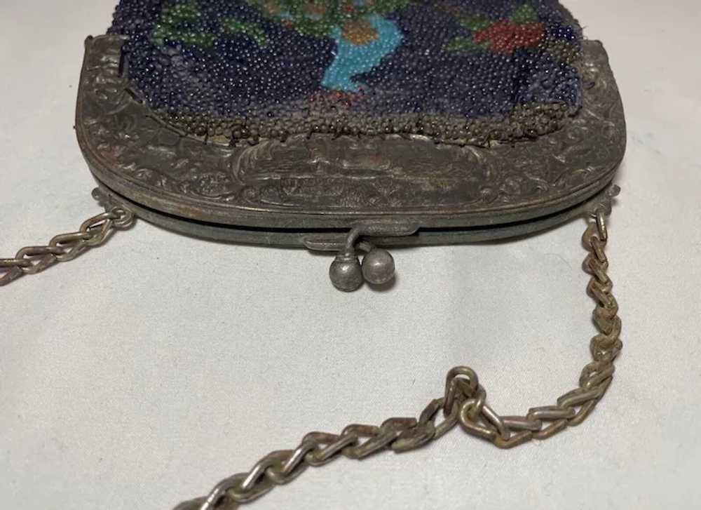 Antique handmade micro glass beaded peacock mosai… - image 6