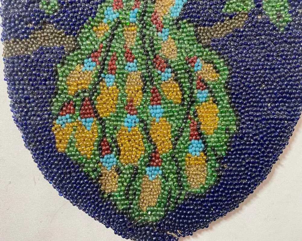 Antique handmade micro glass beaded peacock mosai… - image 8