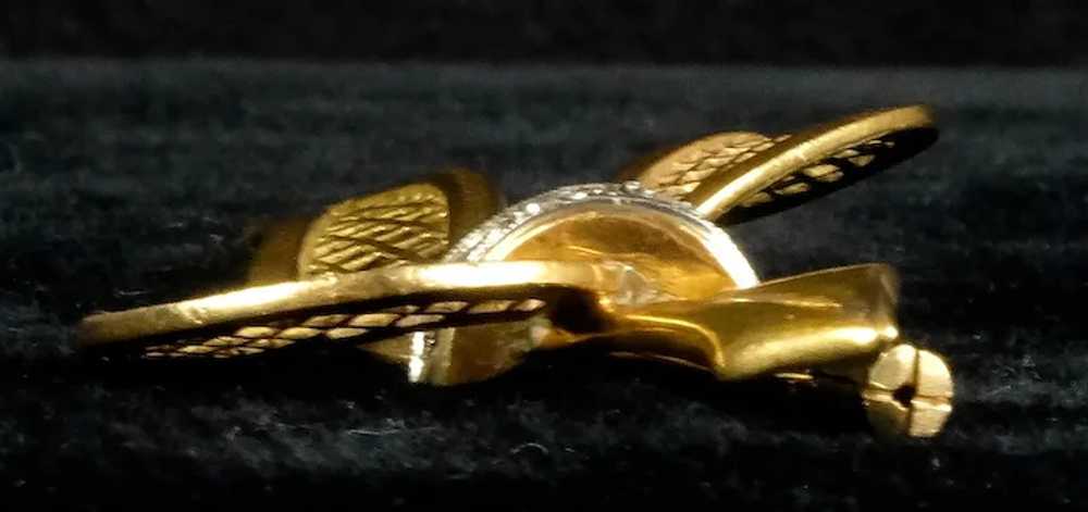 Mid-Century 14K Rose Gold Diamond Bow Pin - image 4