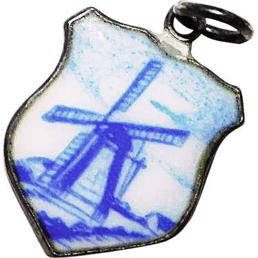 Sterling & Enamel WINDMILL Vintage Charm - Travel 