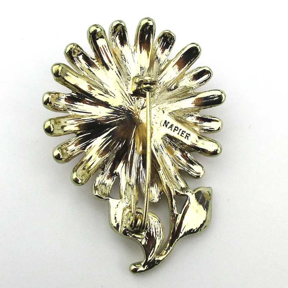 Elaborate NAPIER Crystal Rhinestone Flower Pin Br… - image 3