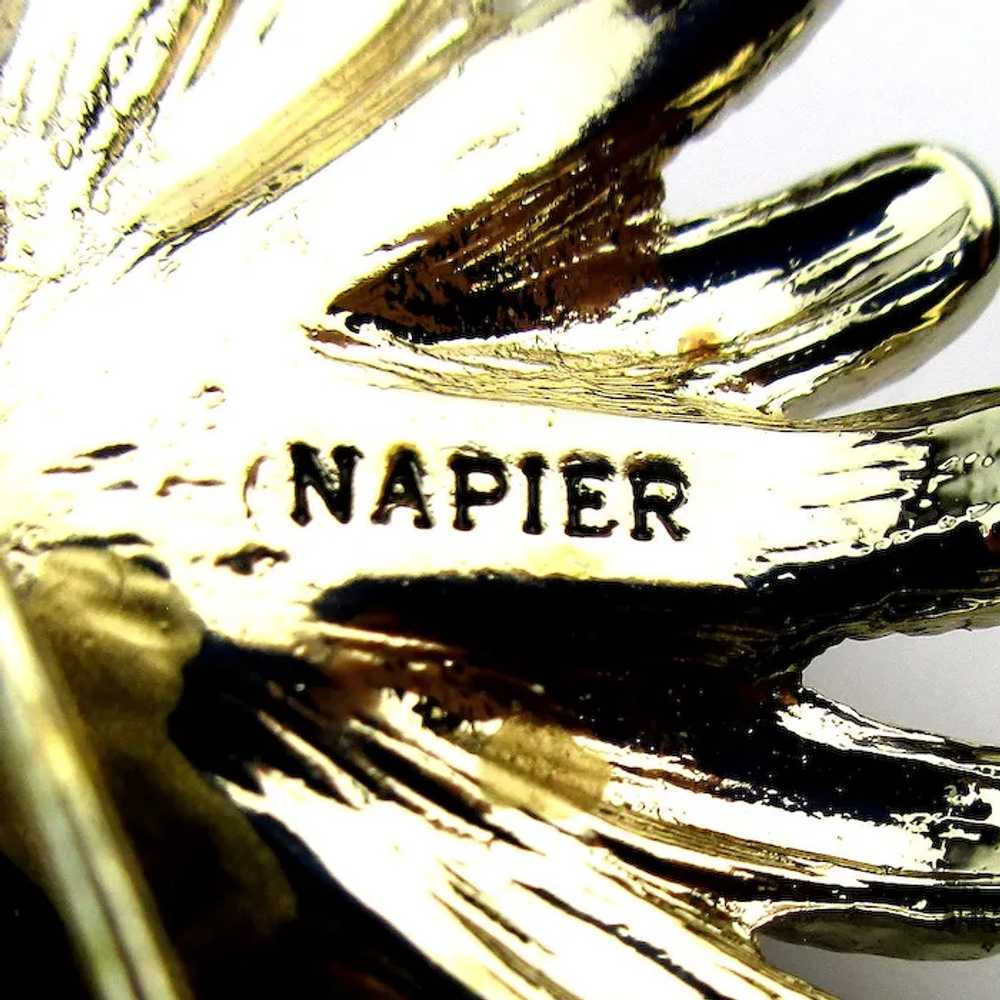 Elaborate NAPIER Crystal Rhinestone Flower Pin Br… - image 4