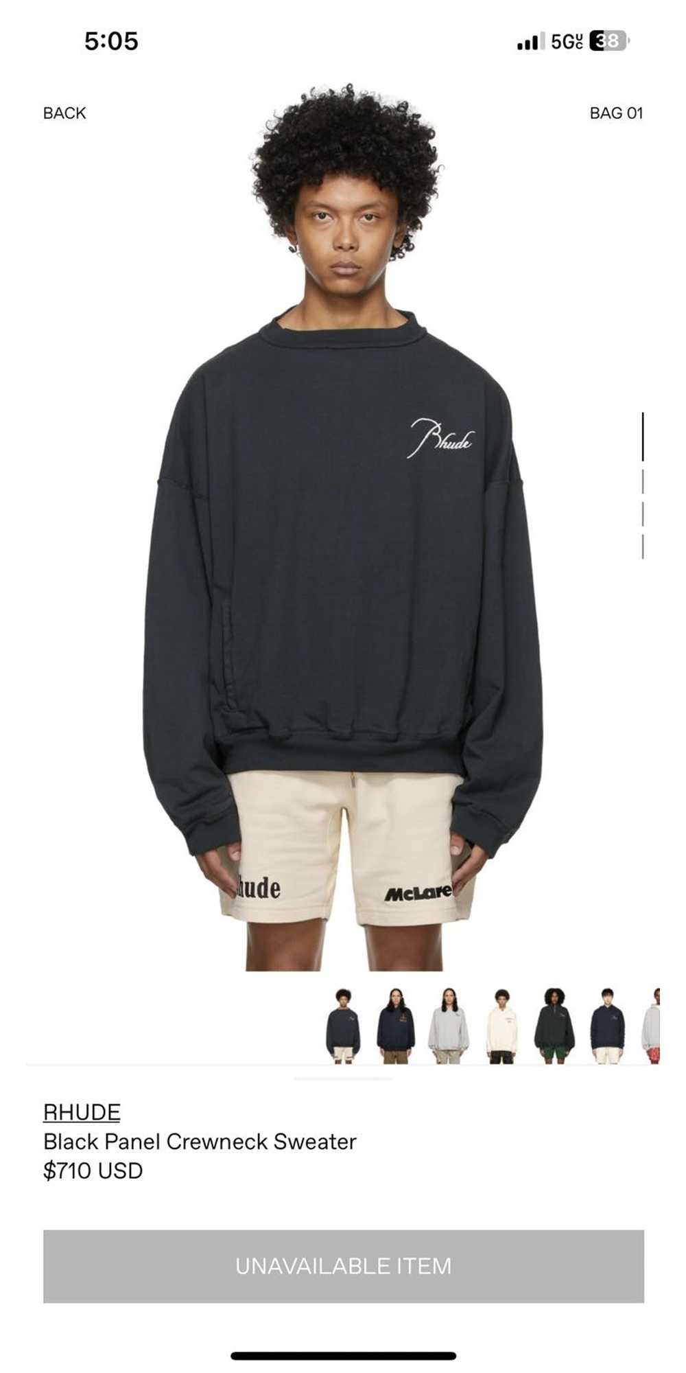 Rhude RHUDE Black Panel Crewneck Sweatshirt - image 9