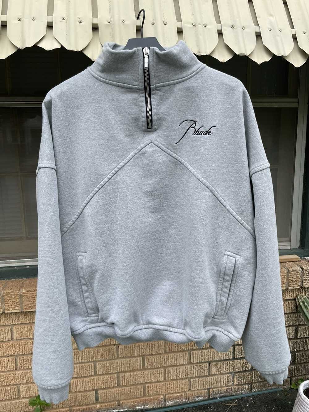 Rhude RHUDE Grey Quarter Zip Sweatshirt with pock… - image 4