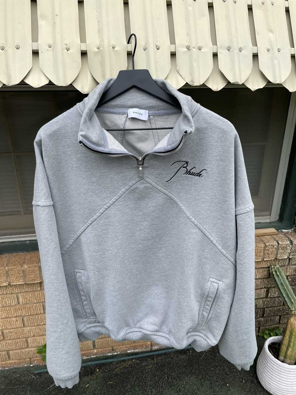 Rhude RHUDE Grey Quarter Zip Sweatshirt with pock… - image 7