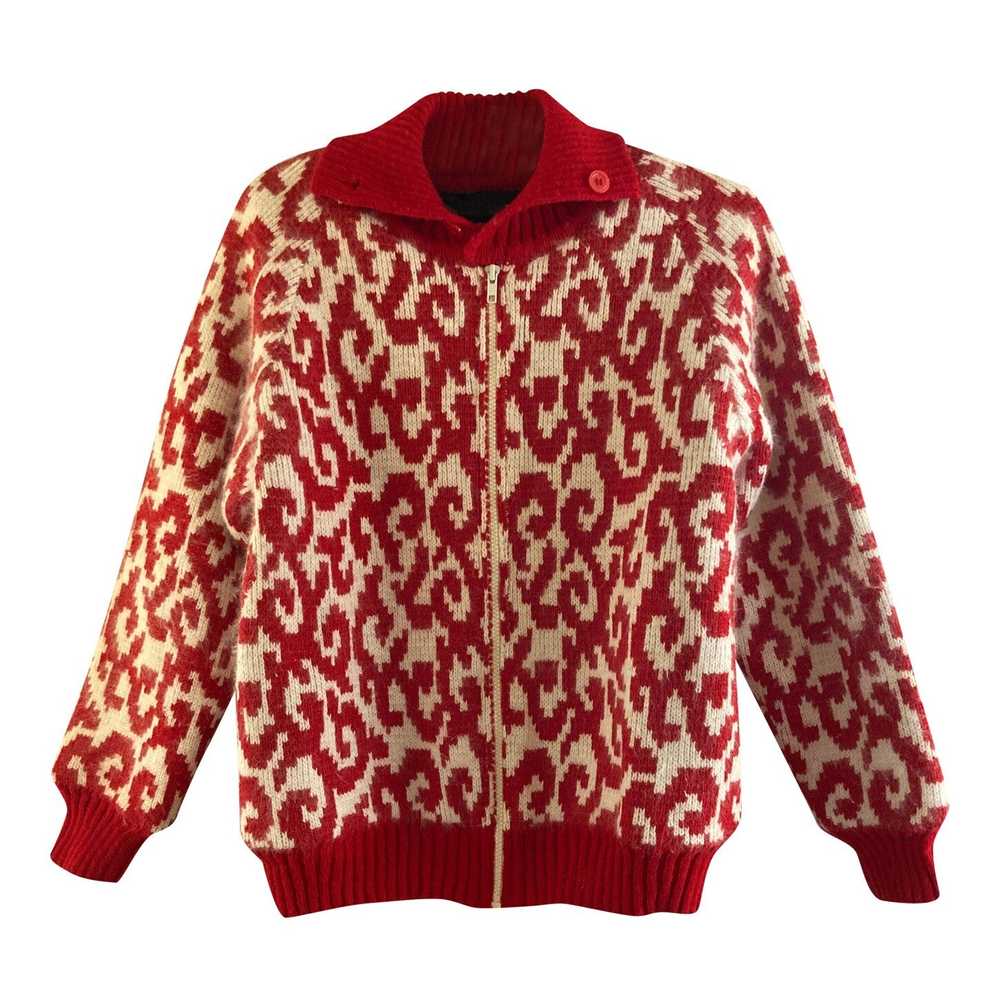 Patterned jacket - Jacket in pure angora wool, ha… - image 1