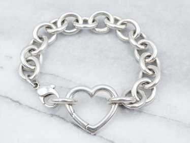 Sterling Silver Heart Link Bracelet - image 1