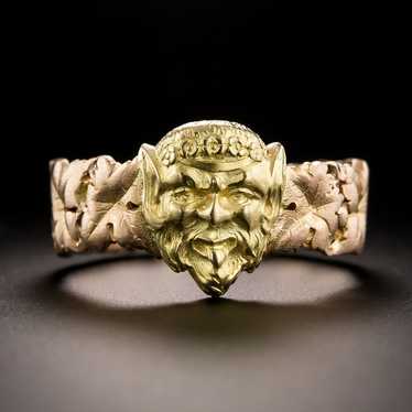 Antique 18K Bacchus Ring, Size 12 1/2