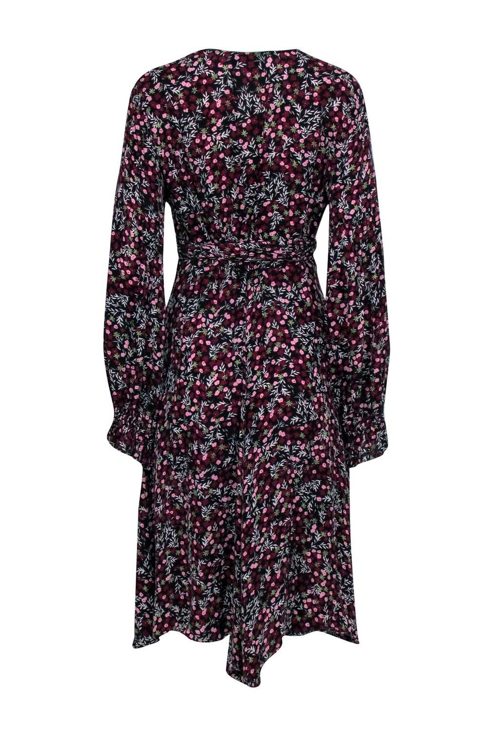 Nicholas - Black w/ Burgundy Floral Print Dress S… - image 3