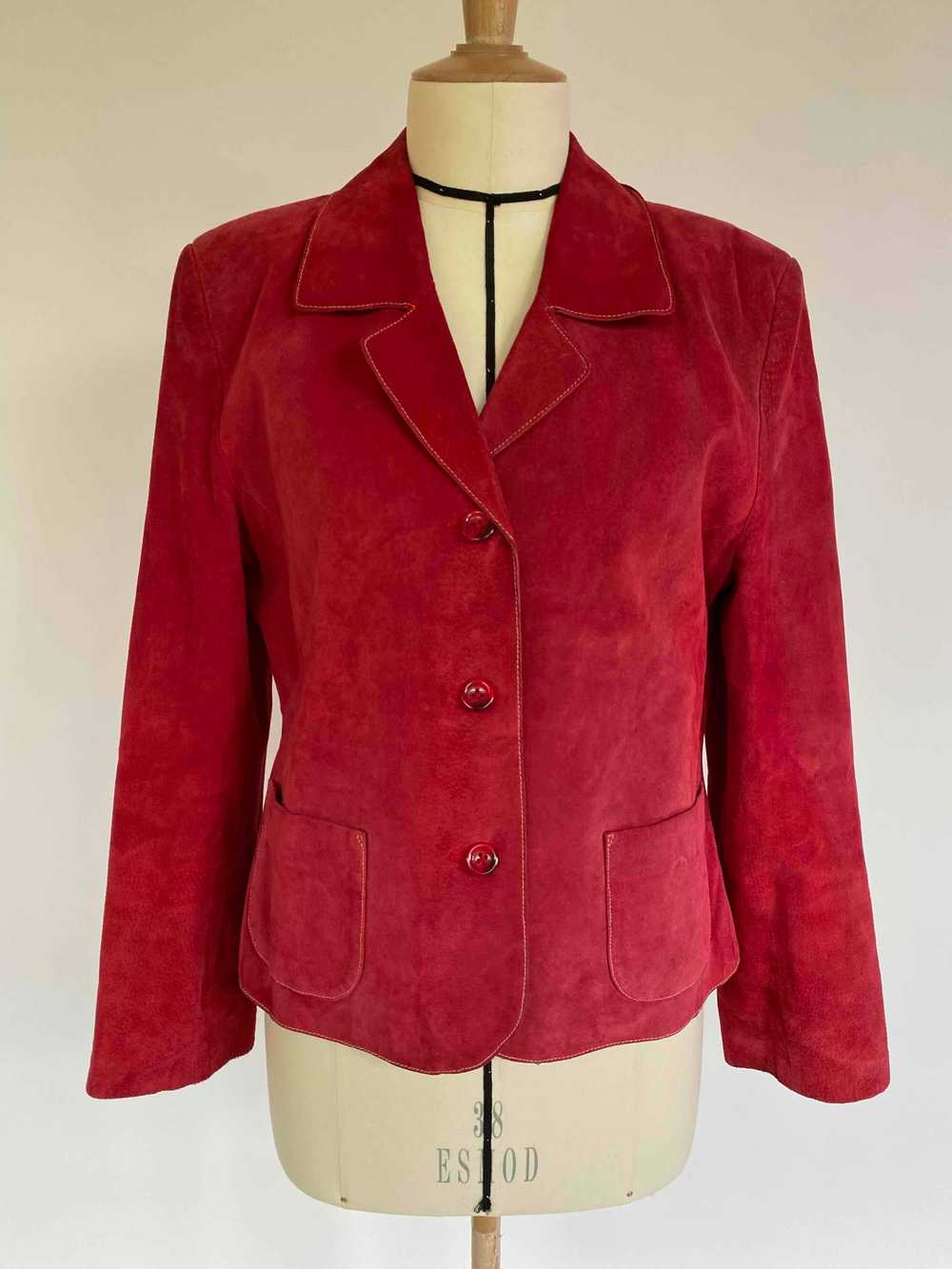 Suede jacket - Red suede jacket (100% pork rind),… - image 2