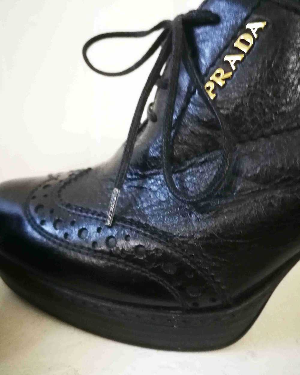 Prada derbies - Prada black leather lace-up derbi… - image 8