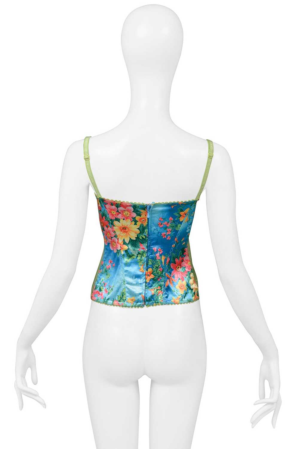 DOLCE & GABBANA BLUE FLORAL & GREEN LACE CAMISOLE… - image 2