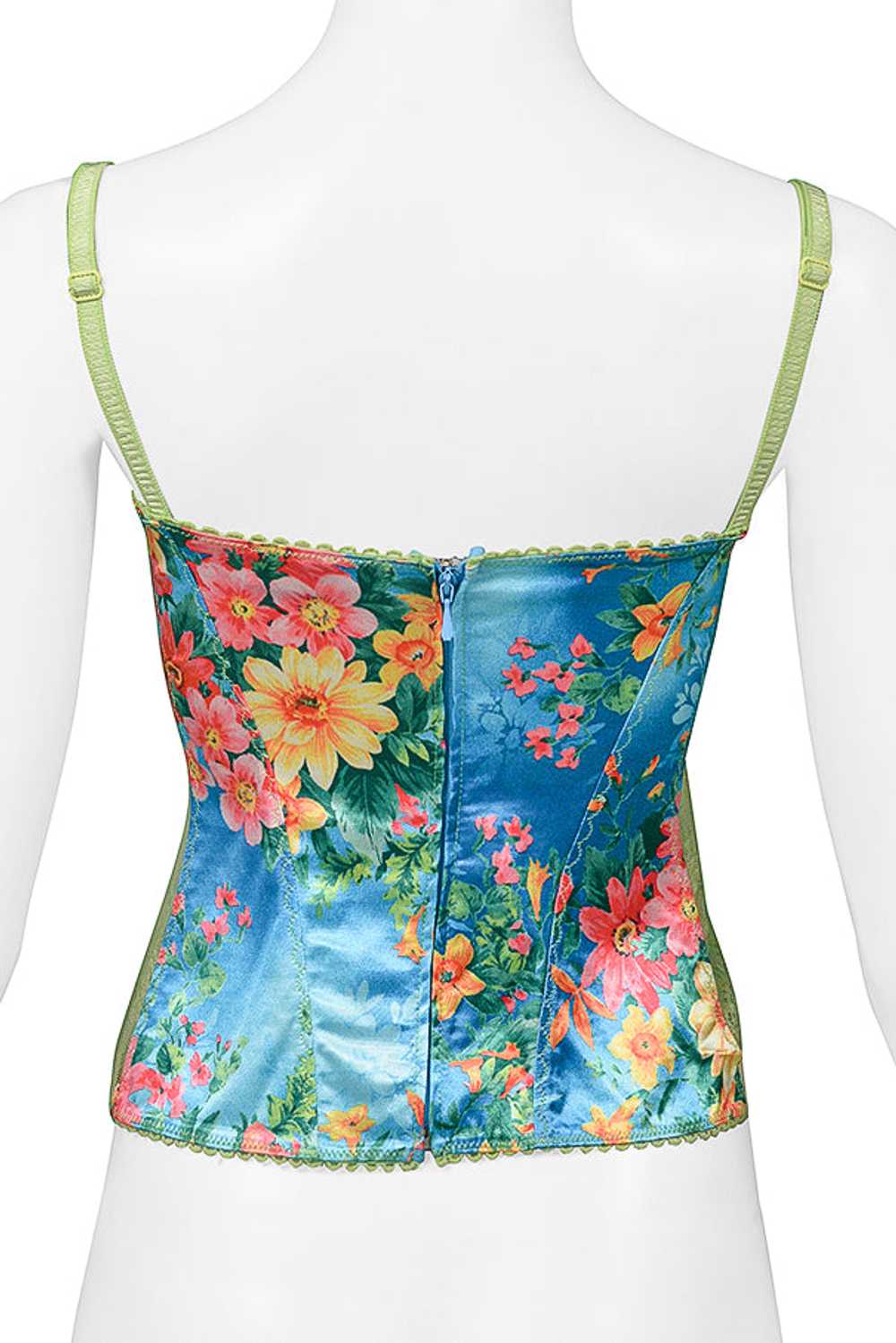 DOLCE & GABBANA BLUE FLORAL & GREEN LACE CAMISOLE… - image 4