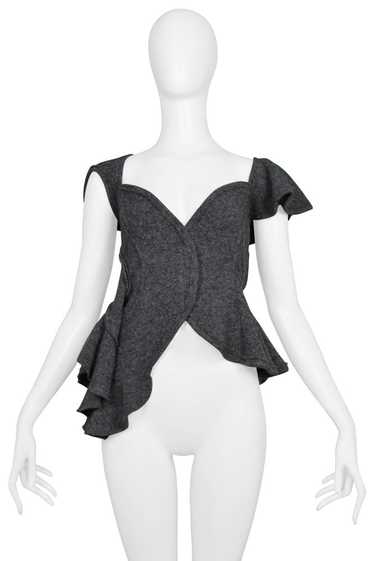 TAO GREY DECONSTRUCTED KNIT ASYMMETRICAL RUFFLE TO