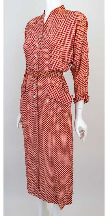 1940s Novelty Diamond Check Dress