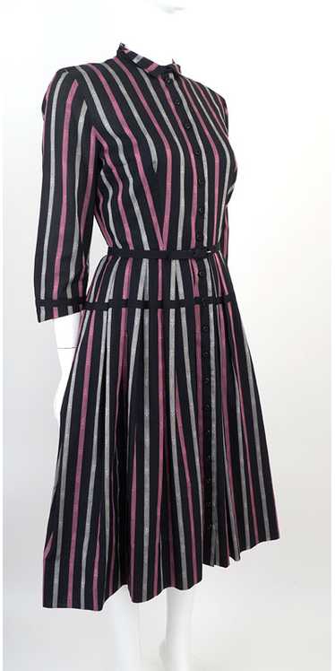 Fabulous Vertical Stripe 1950s Dress