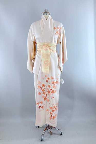 Vintage Ivory Grapevine Silk Kimono