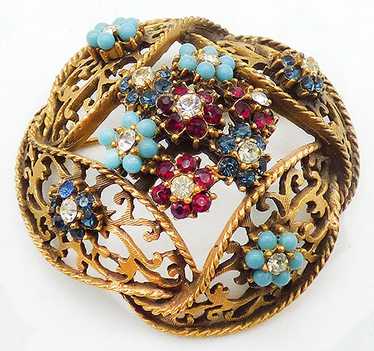 BSK Leaves and Florets Domed Brooch - image 1