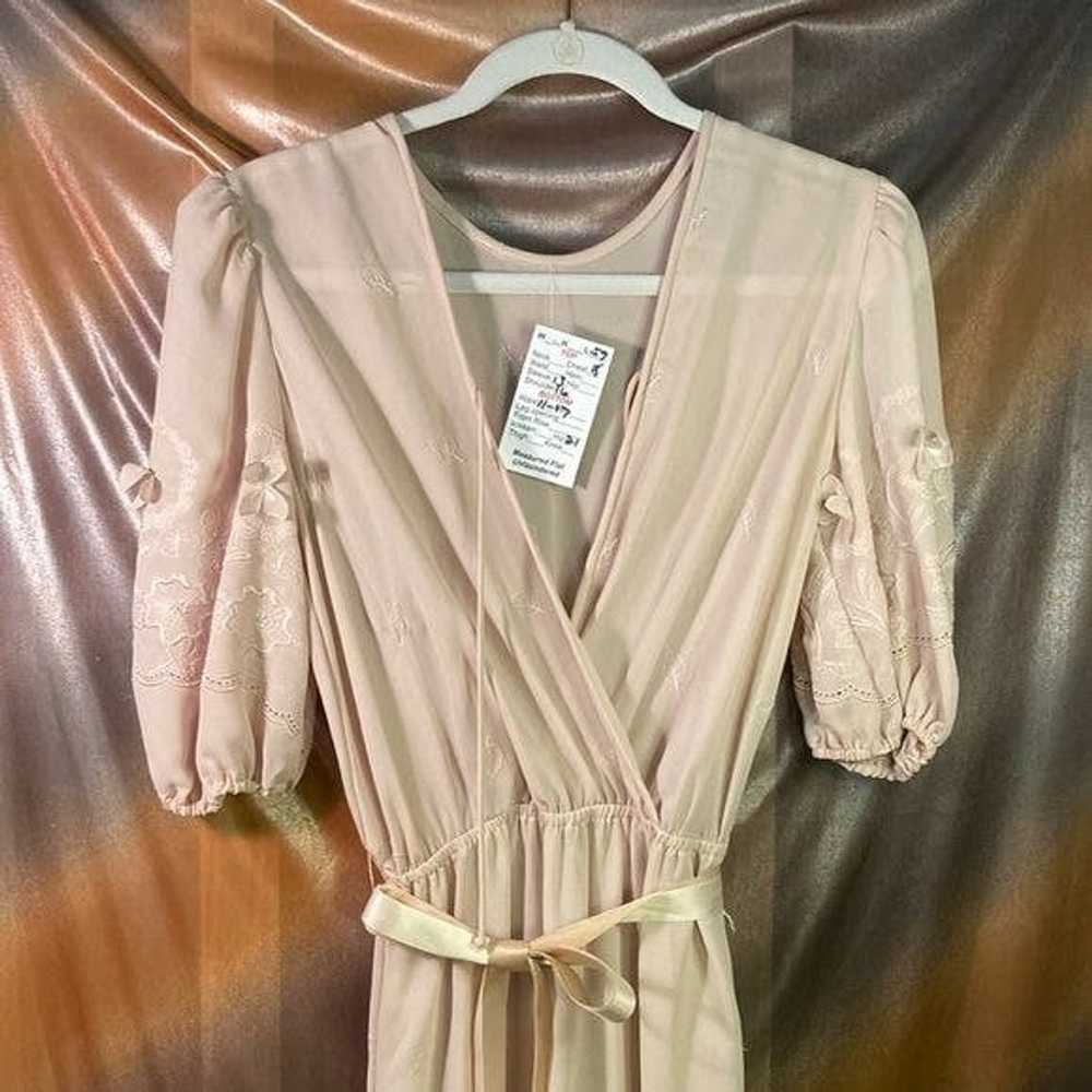 Vintage Vintage 1970’s Nude Sheer Crepe Maxi Dres… - image 1