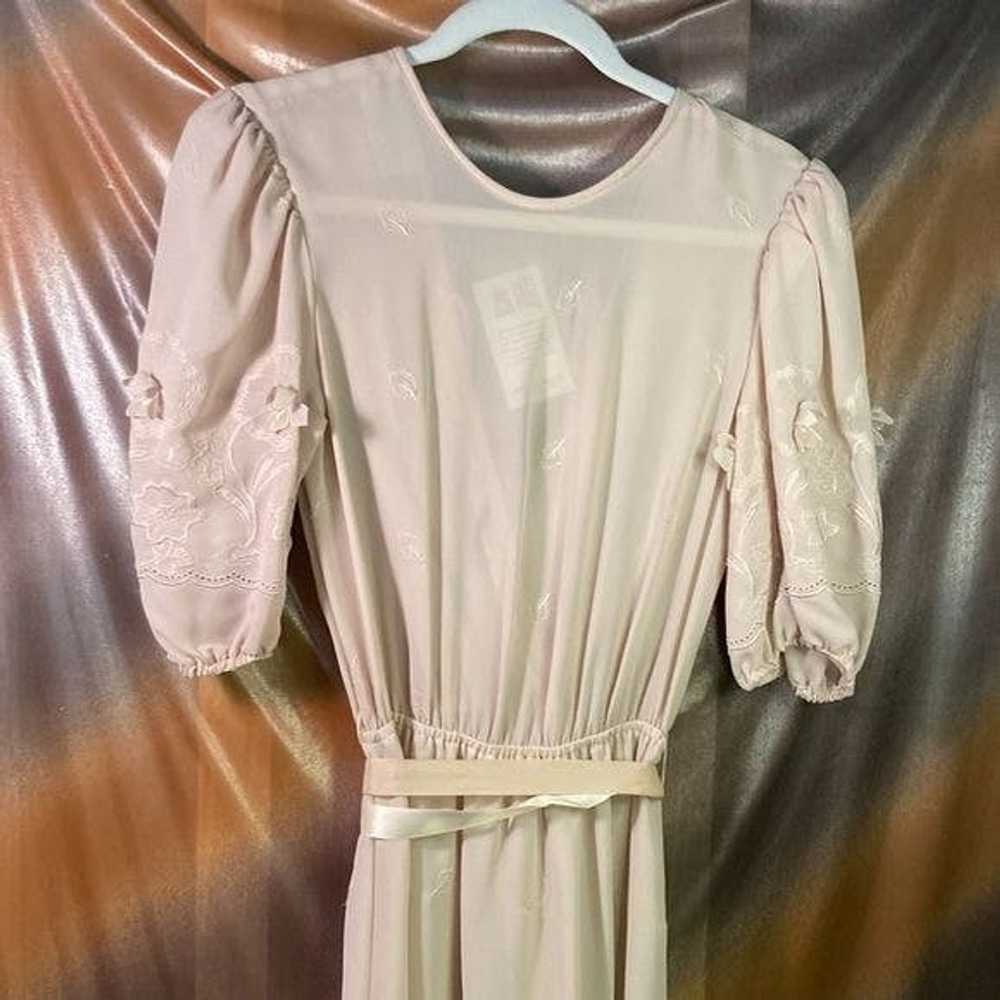 Vintage Vintage 1970’s Nude Sheer Crepe Maxi Dres… - image 5