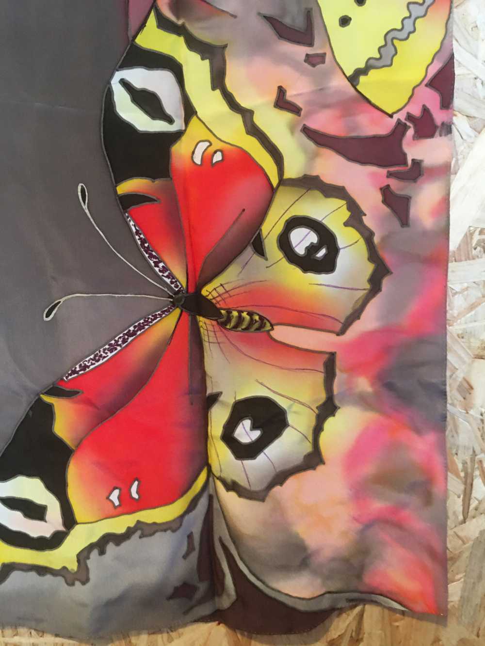 Echarpe en soie - Echarpe en soie papillon peint … - image 5