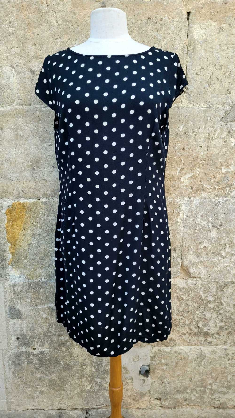 Polka dot dress - Polka dot dress, round neck, sm… - image 2