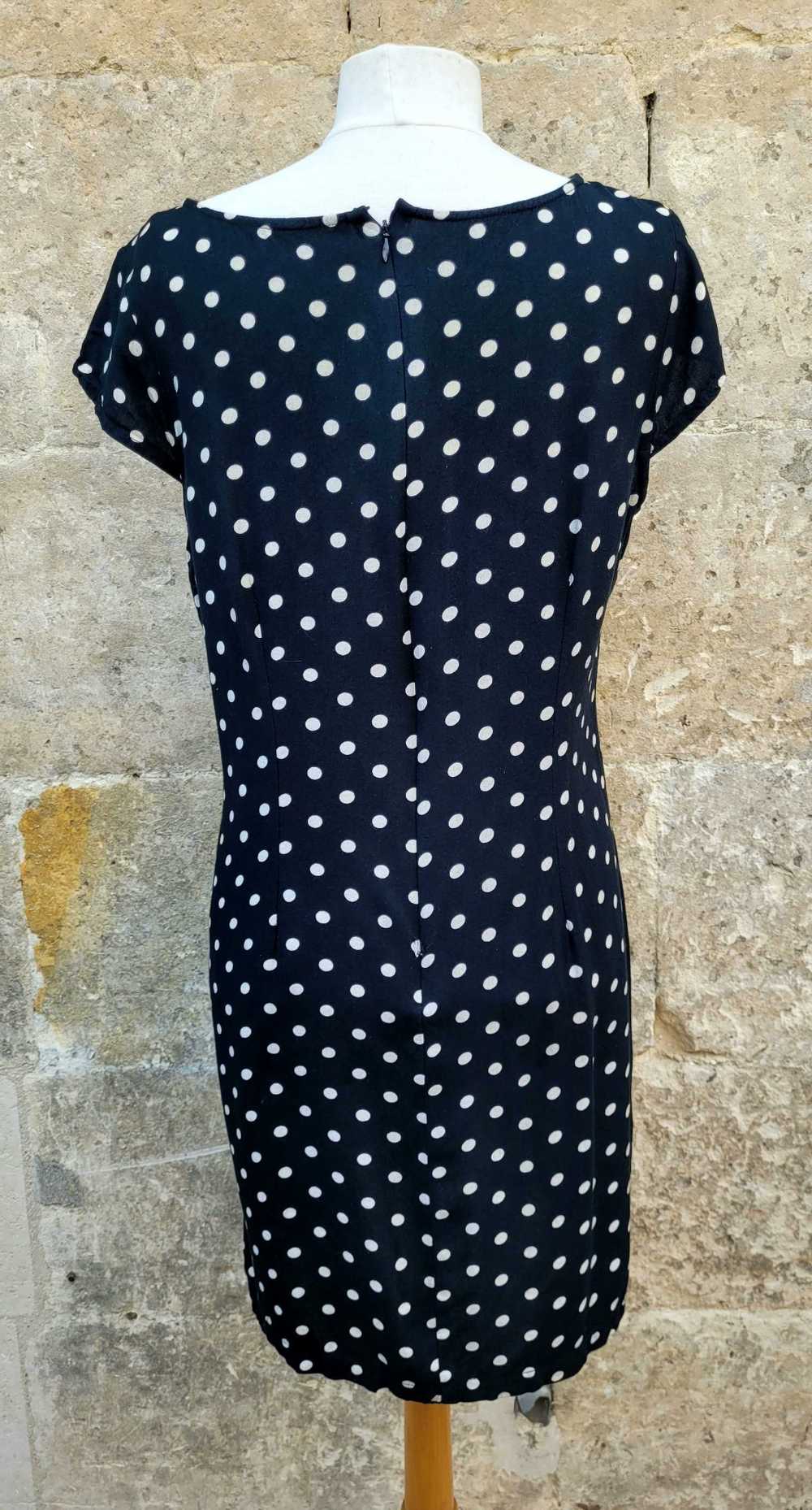 Polka dot dress - Polka dot dress, round neck, sm… - image 3