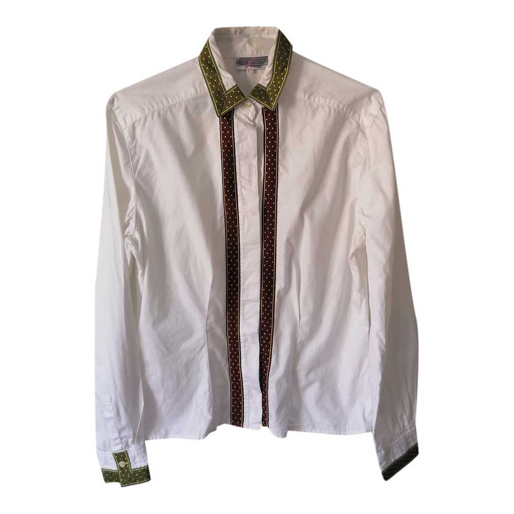 Chemise en coton - Chemise blanche avec bordures … - image 1