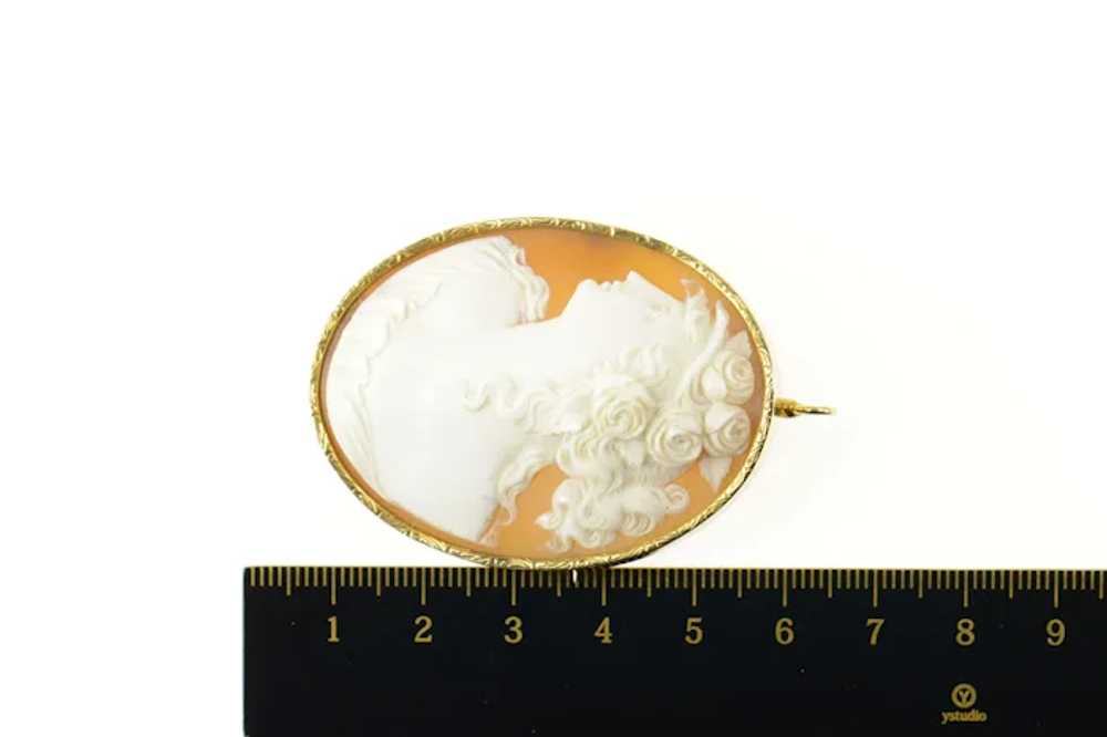 14K Victorian Elaborate Carved Shell Cameo Pendan… - image 4