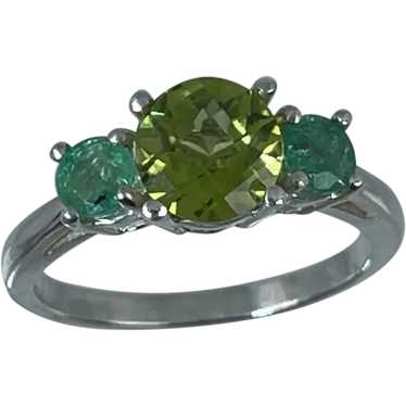 14k Peridot & Emerald Ring, free resize. - image 1