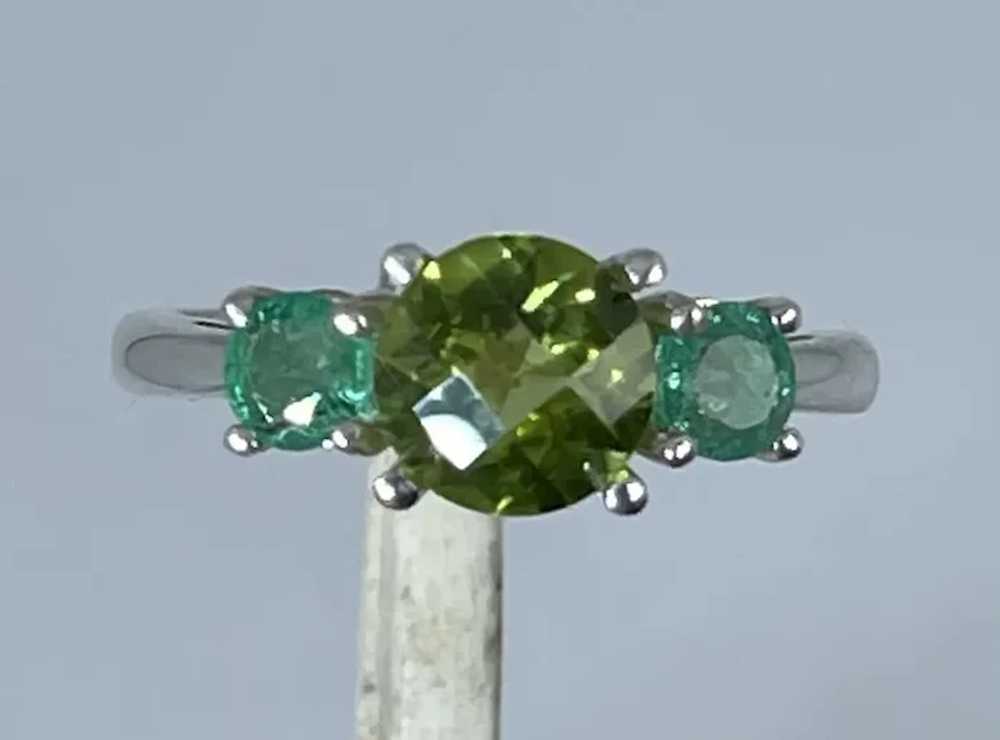 14k Peridot & Emerald Ring, free resize. - image 2