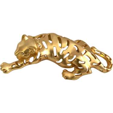 Vintage Gold Tone Leopard  Brooch Pin