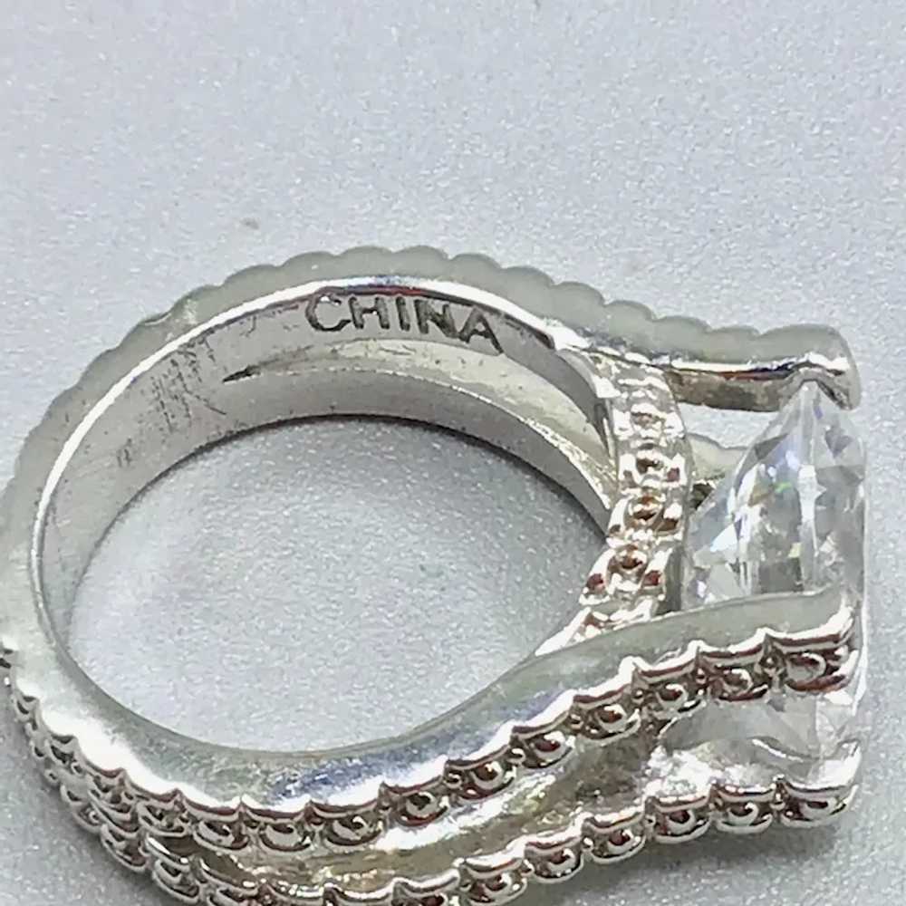 Costume Solitaire Statement Ring Size 8 Silver To… - image 5