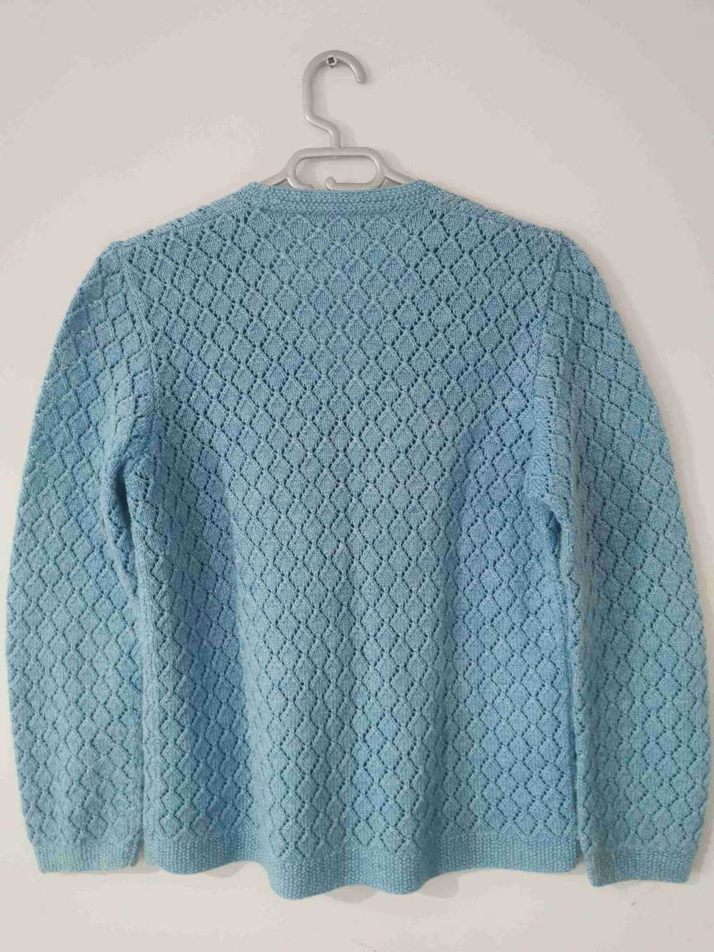 Wool cardigan - Sky blue wool cardigan, with open… - image 5
