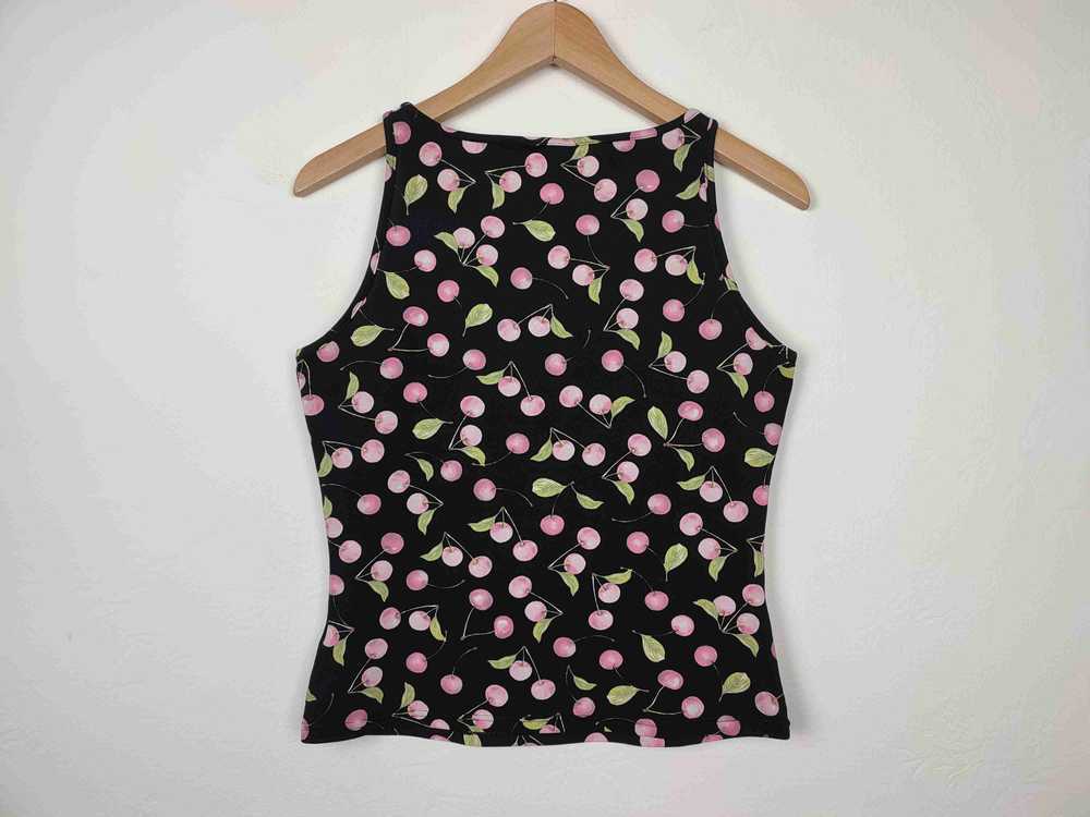 cherry top - Black top with cherry pink and green… - image 3