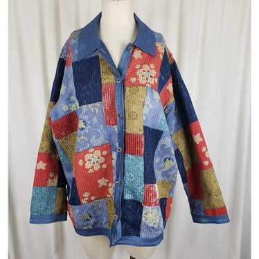 Vintage Alfred Dunner Patchwork Quilted Button Up… - image 1