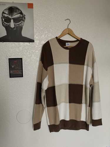Zara Checkered Knit Sweater - image 1