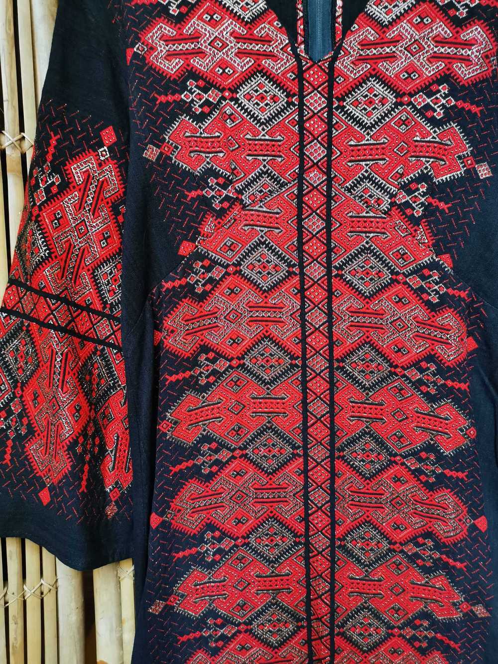 Robe longue 70's - Robe longue col V en coton tis… - image 4