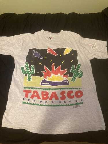 Vintage 90s T Shirt Single Stitch XL Tabasco Pepper Hot Sauce LA USA spicey