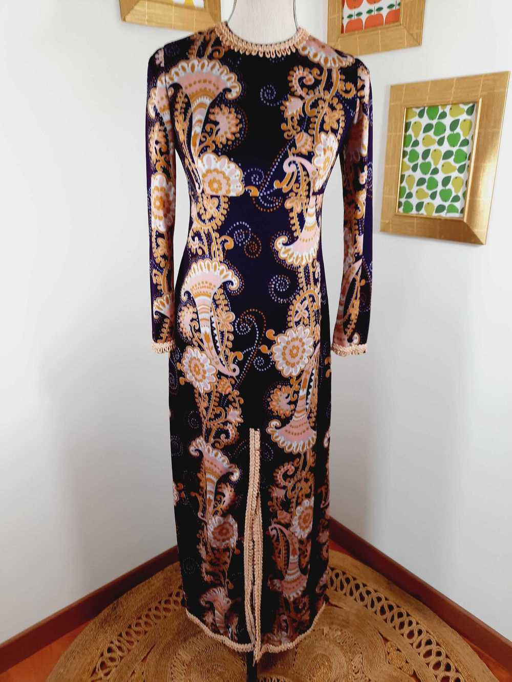 Robe longue Paisley - Robe longue Paisley 70's Vi… - image 3