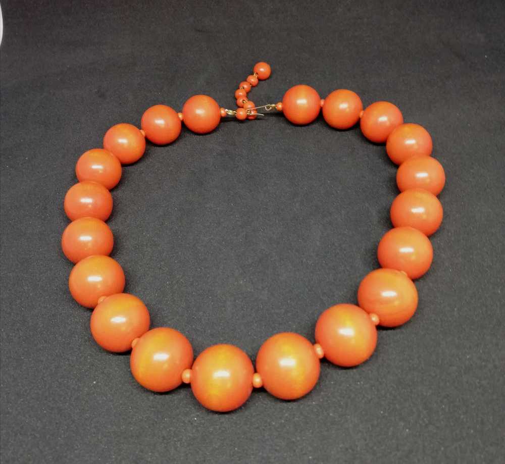 Wooden choker - Orange wooden choker necklace, la… - image 3