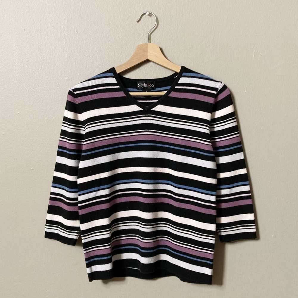 Vintage Vintage Style & Co. brand striped v-neck … - image 1