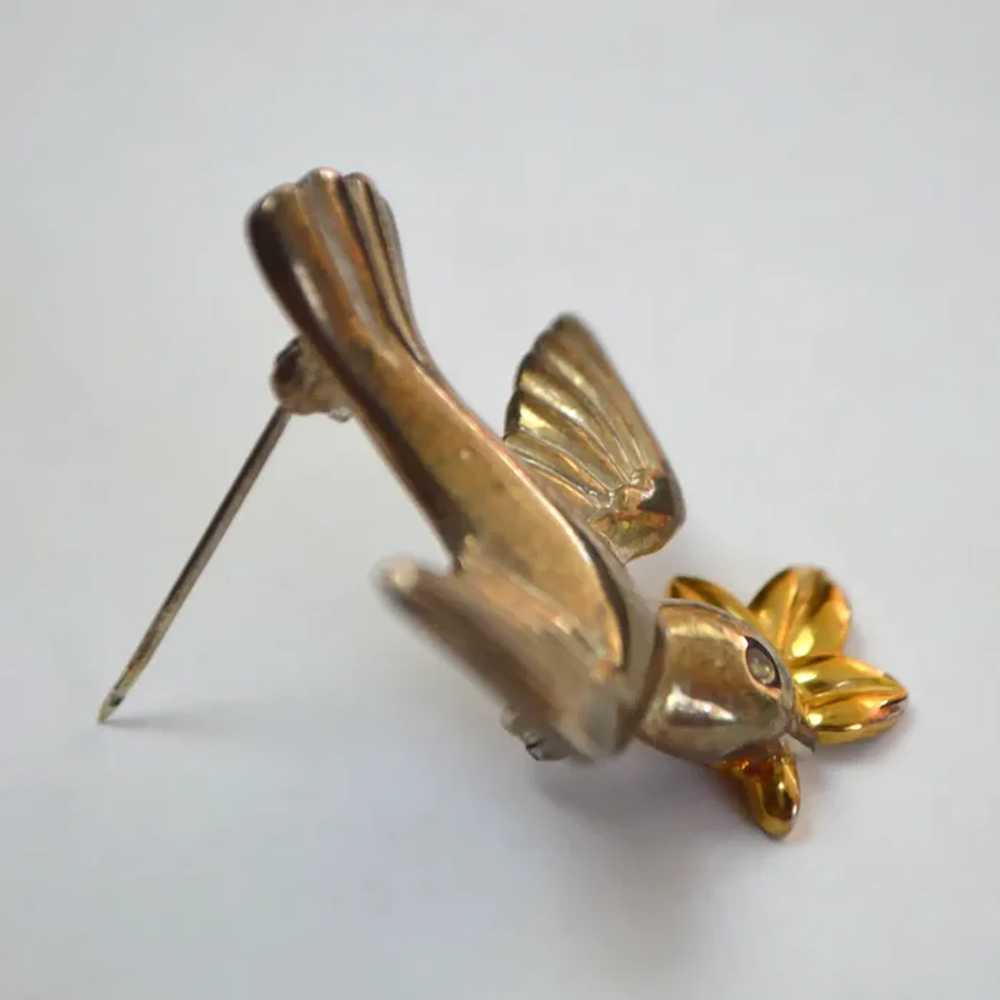 LIA Dove and Olive Branch Figural Brooch Pin - image 3