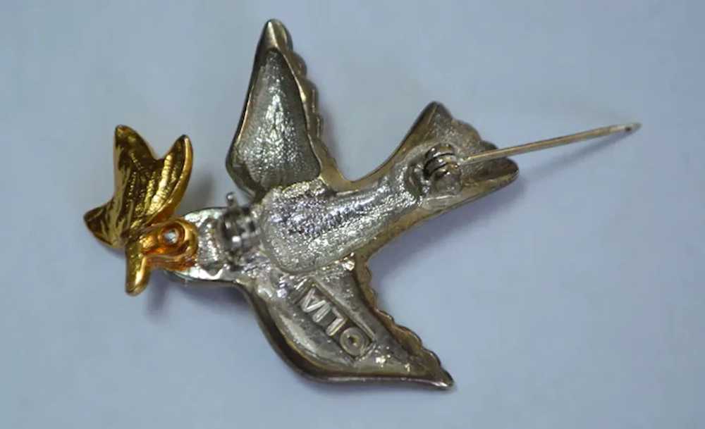 LIA Dove and Olive Branch Figural Brooch Pin - image 4