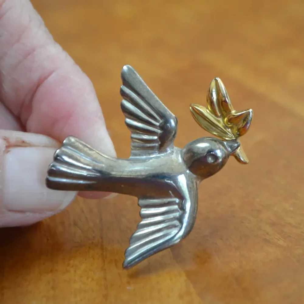 LIA Dove and Olive Branch Figural Brooch Pin - image 6