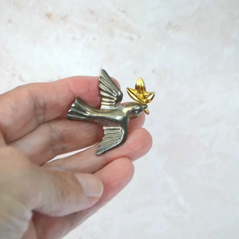 LIA Dove and Olive Branch Figural Brooch Pin - image 7