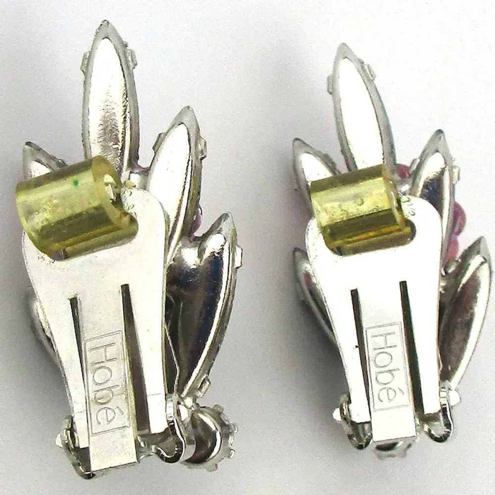 Vintage HOBE Crystal Rhinestone Clip Earrings - image 3