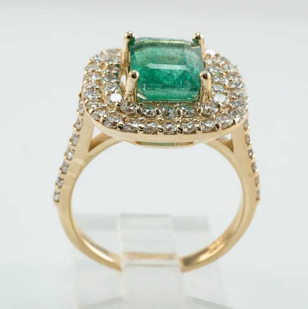 Natural Diamond Emerald Ring 18K Gold  Rectangle … - image 11